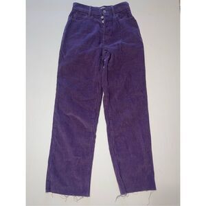 Purple Pacsun High Rise Straight Leg Raw Hem Corduroy‎ Size 23 Button Fly